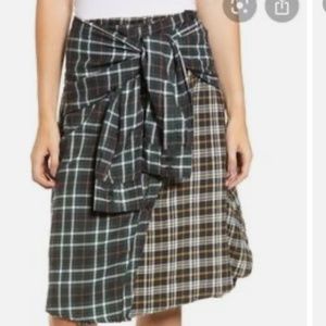 french connection tie waist plaid skirt